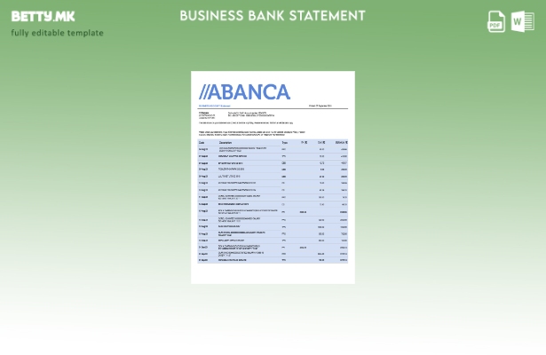модерен стил Извод на цврста сметка на Abanca Bank Шаблон за Word и PDF